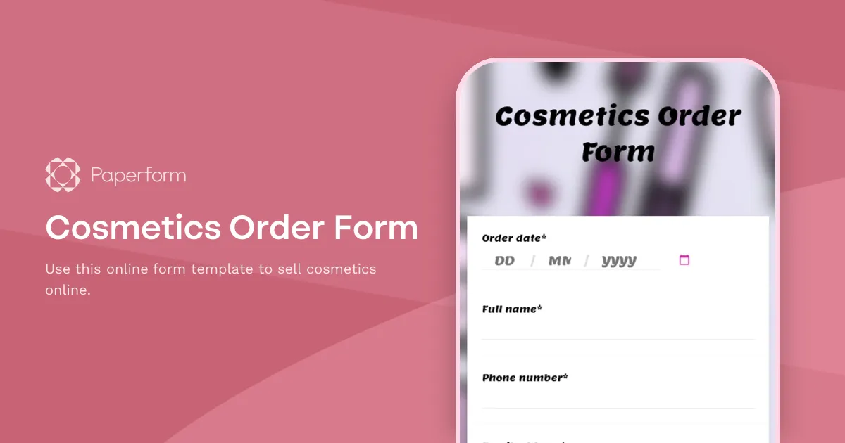 Cosmetics Order Form