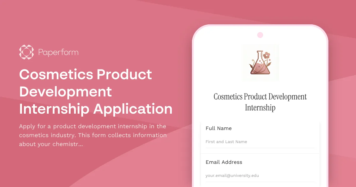 Cosmetics Product Development Internship Application