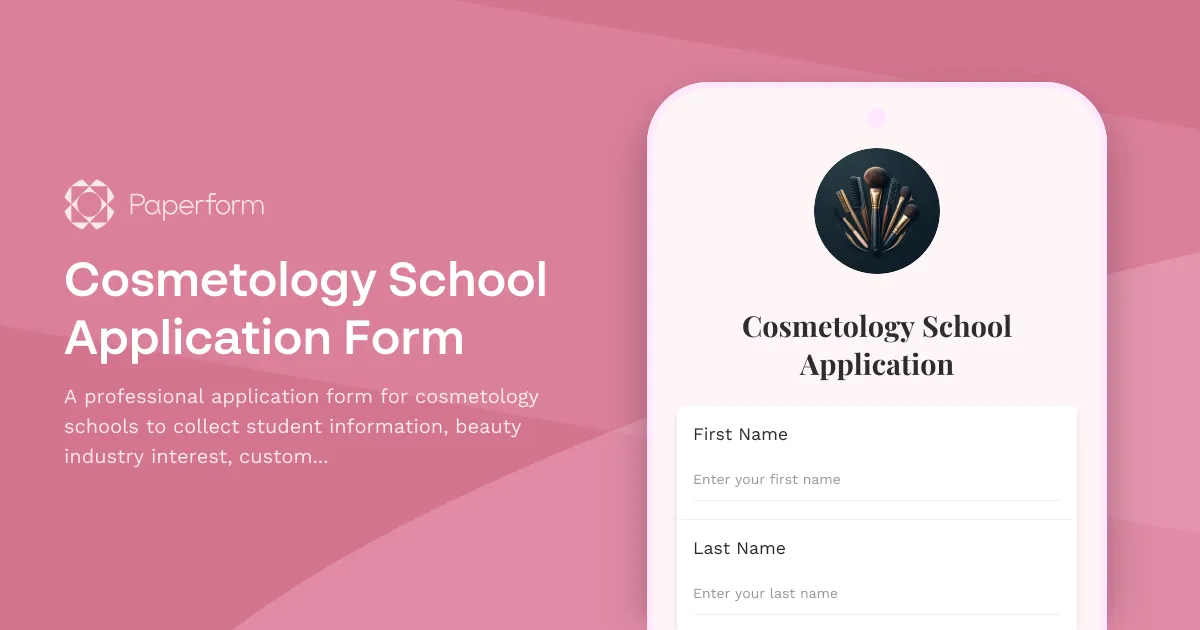Cosmetology School Application Form