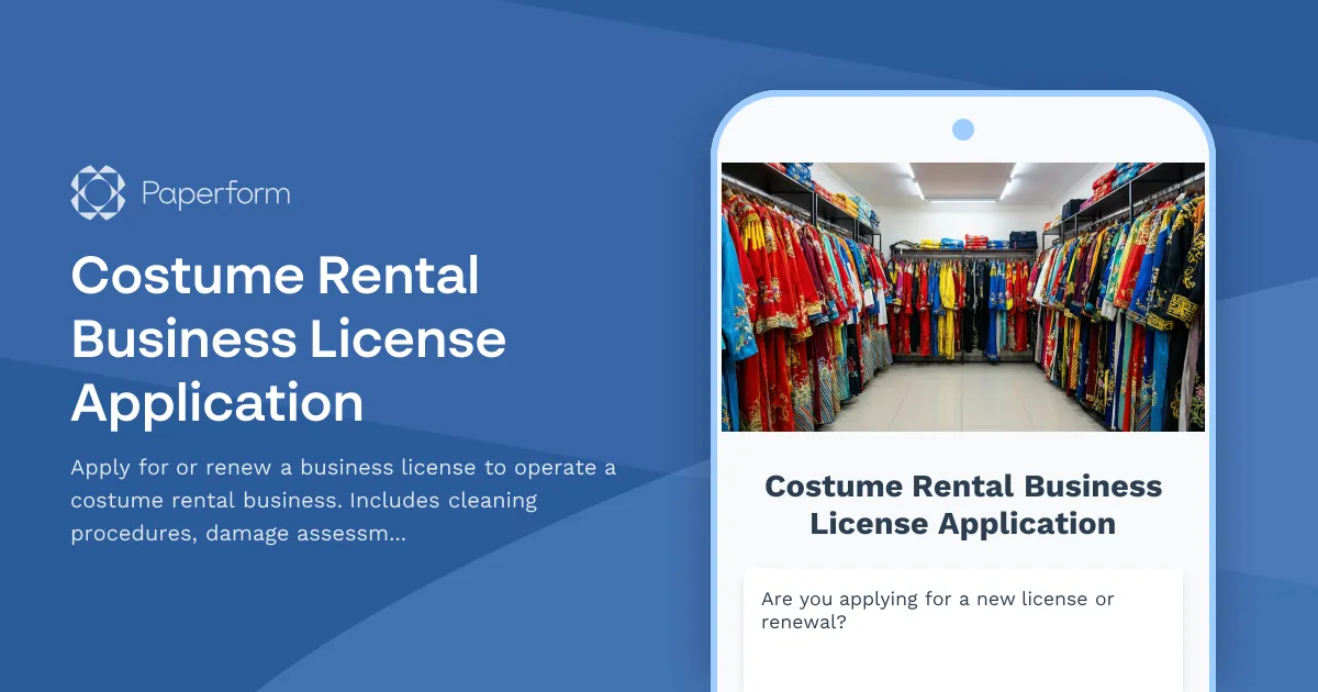 Costume Rental Business License Application