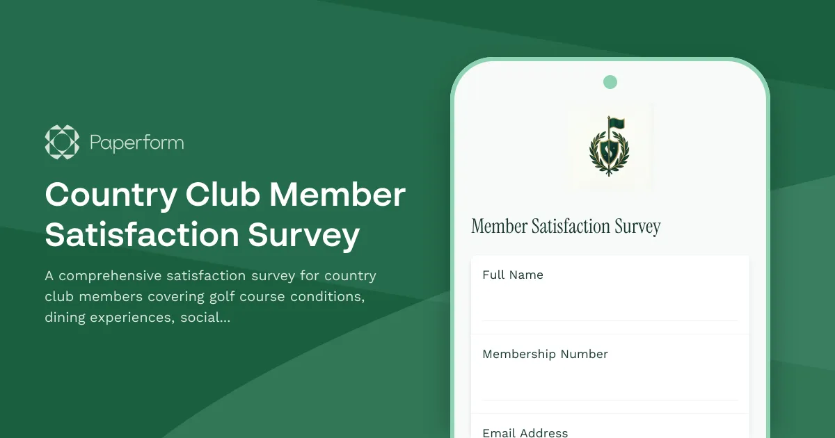 Country Club Member Satisfaction Survey