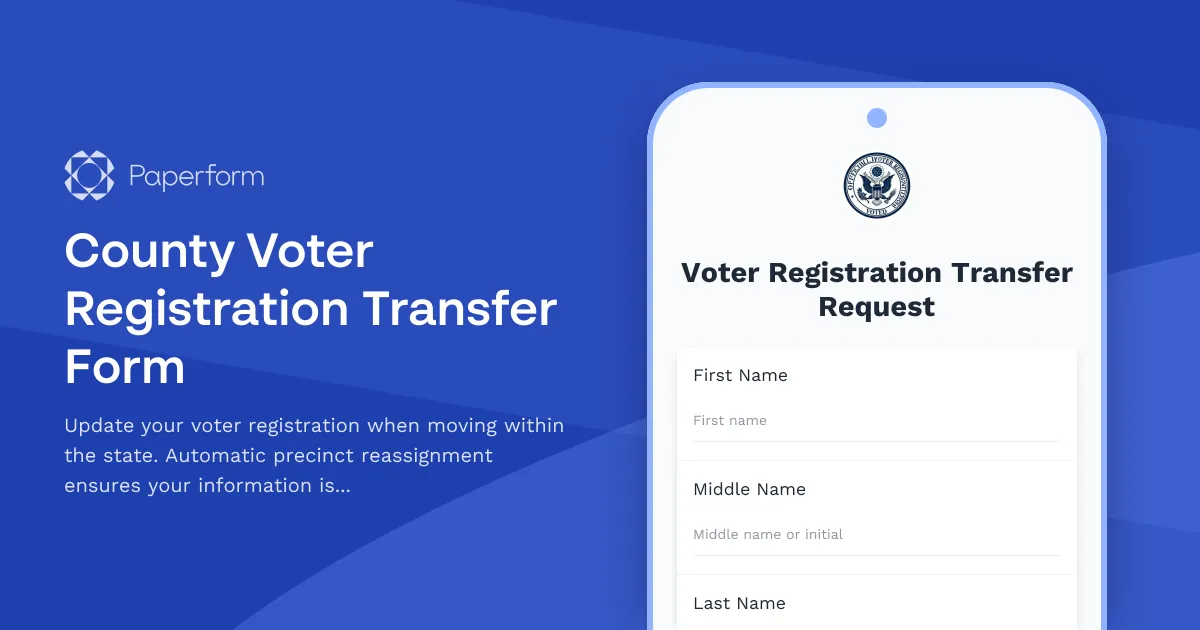 County Voter Registration Transfer Form