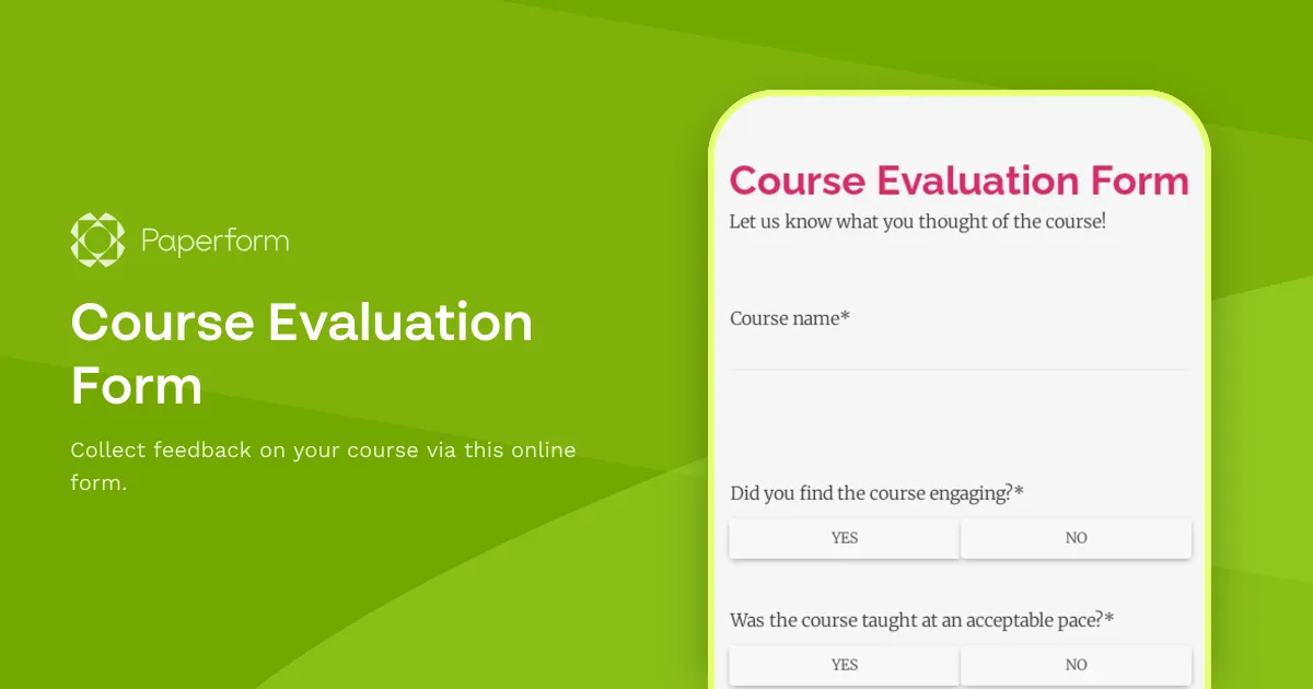 Course Evaluation Form