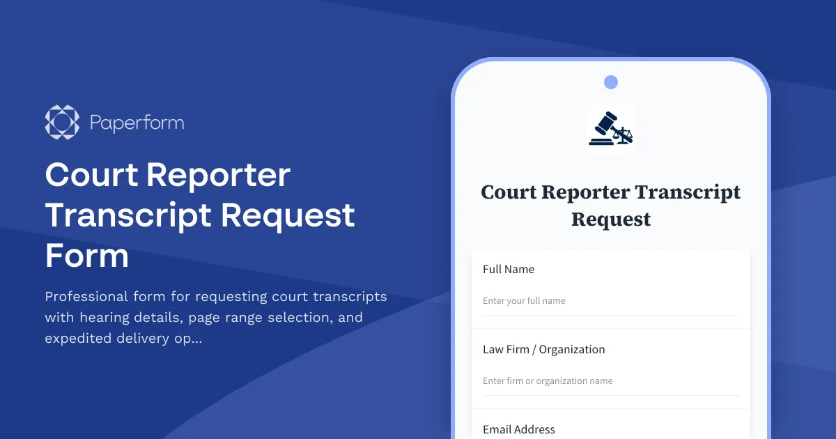 Court Reporter Transcript Request Form