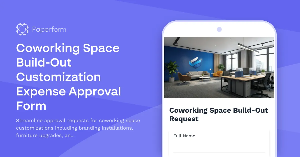 Coworking Space Build-Out Customization Expense Approval Form