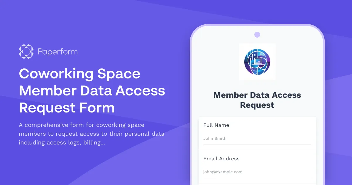 Coworking Space Member Data Access Request Form