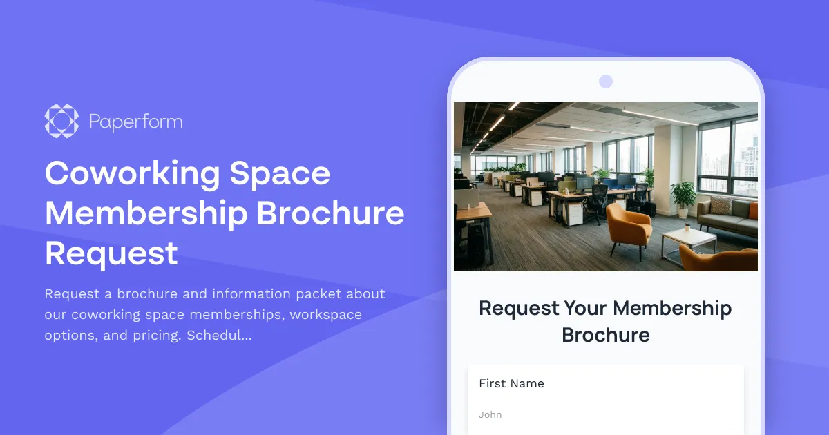 Coworking Space Membership Brochure Request