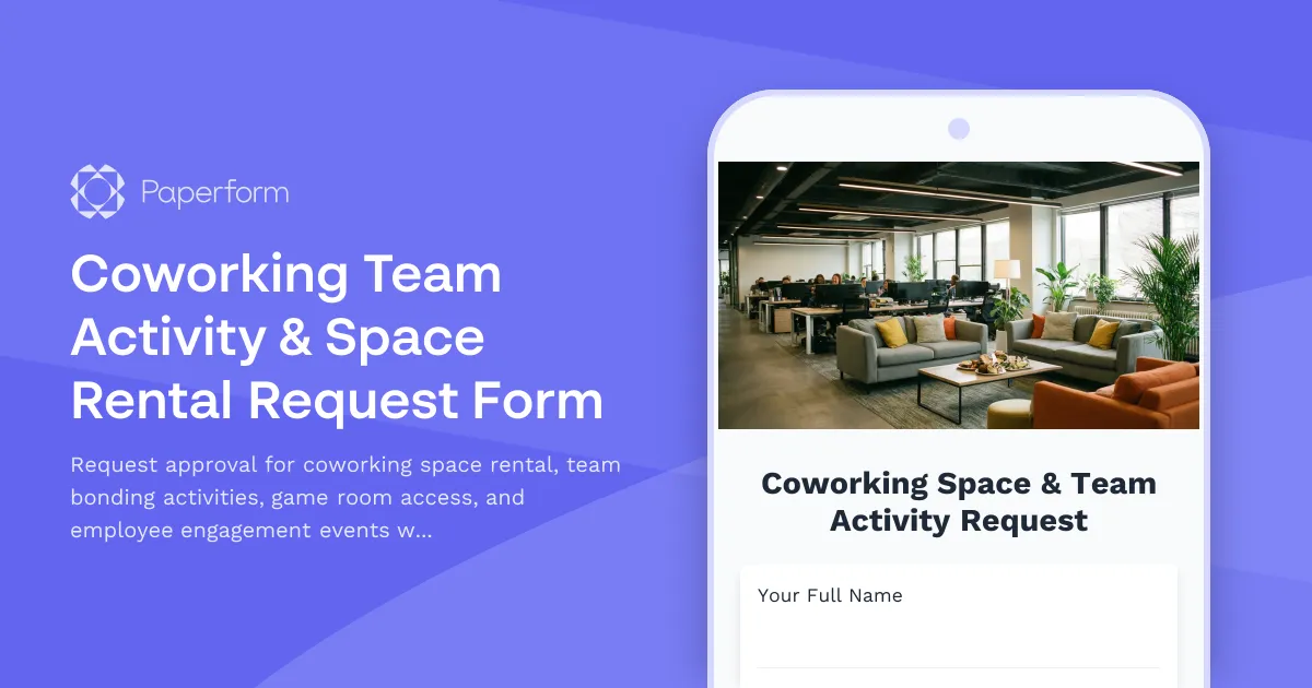 Coworking Team Activity & Space Rental Request Form