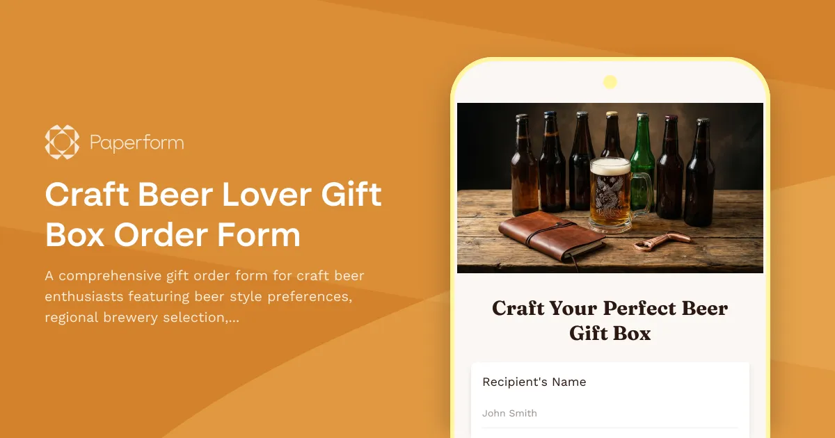 Craft Beer Lover Gift Box Order Form