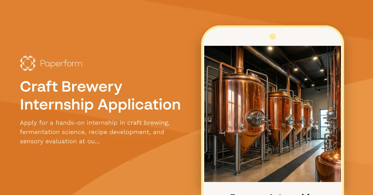 Craft Brewery Internship Application