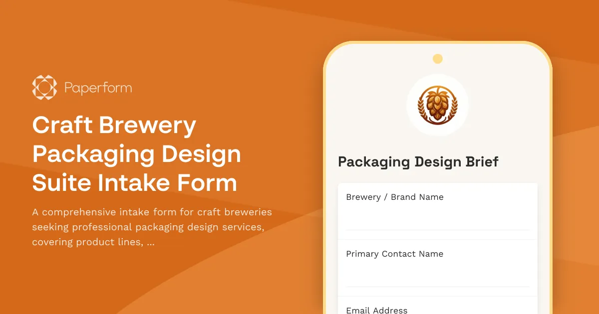Craft Brewery Packaging Design Suite Intake Form