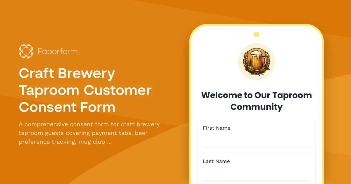 Craft Brewery Taproom Customer Consent Form