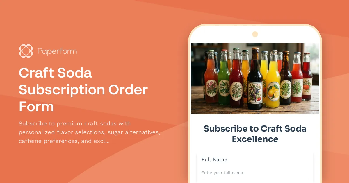 Craft Soda Subscription Order Form