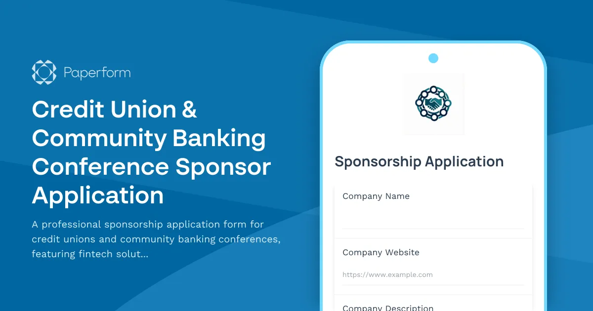 Credit Union & Community Banking Conference Sponsor Application