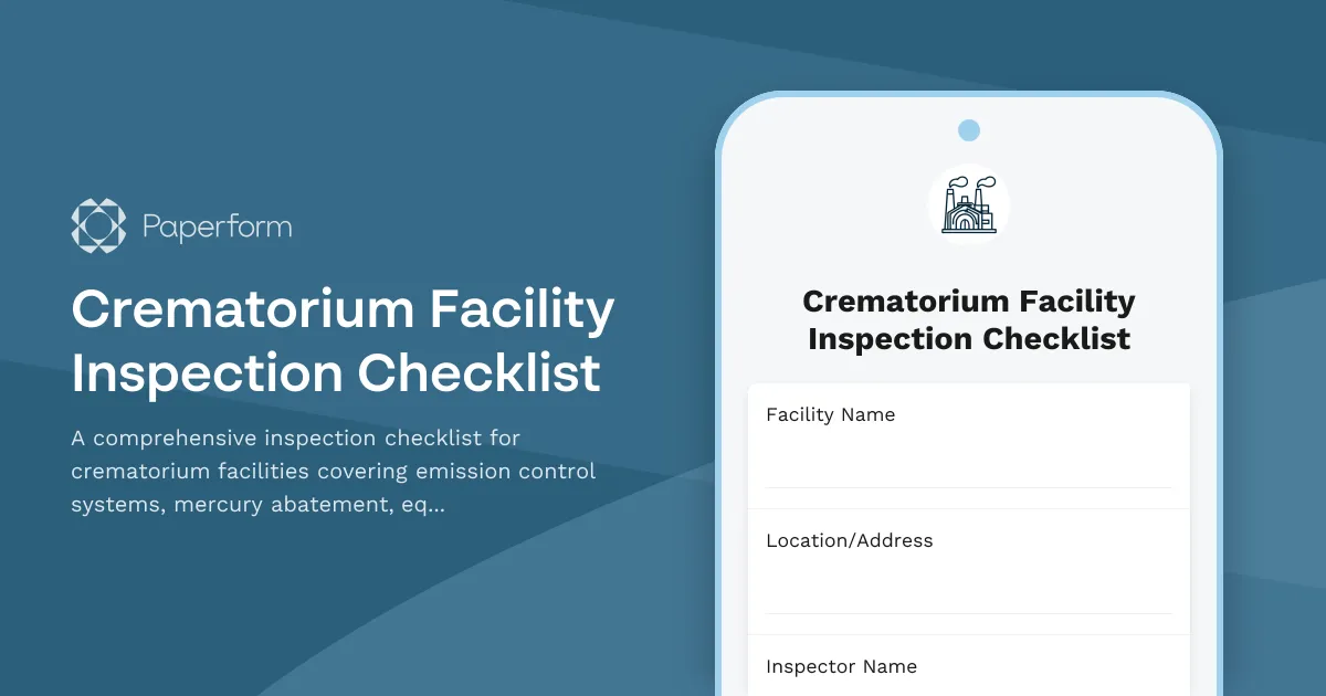 Crematorium Facility Inspection Checklist