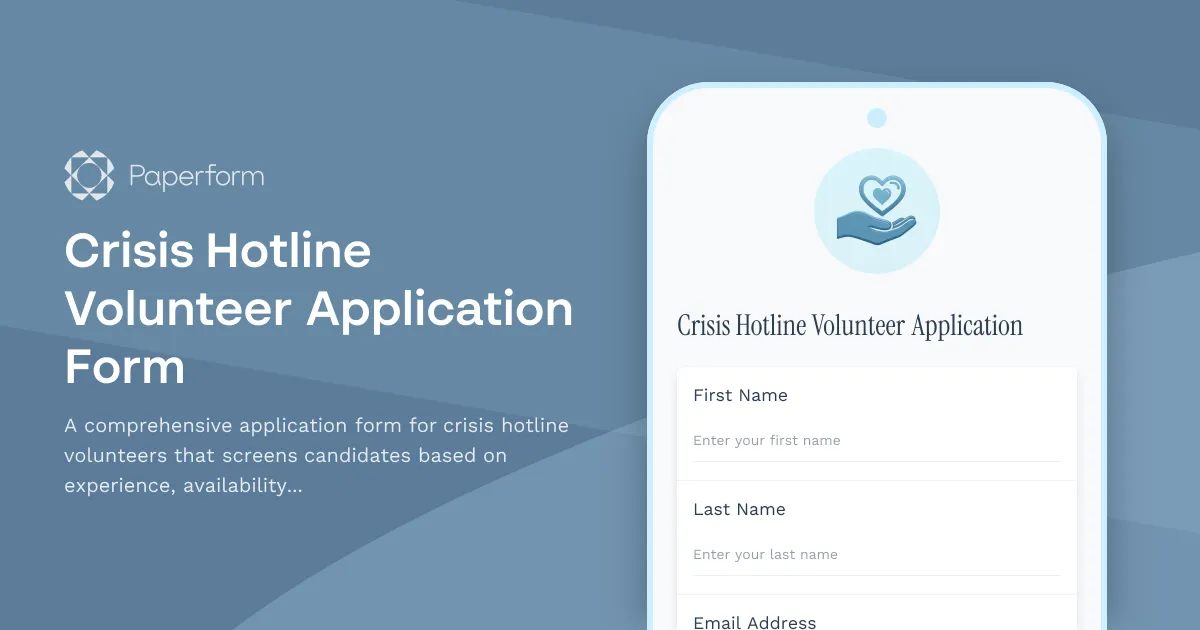 Crisis Hotline Volunteer Application Form