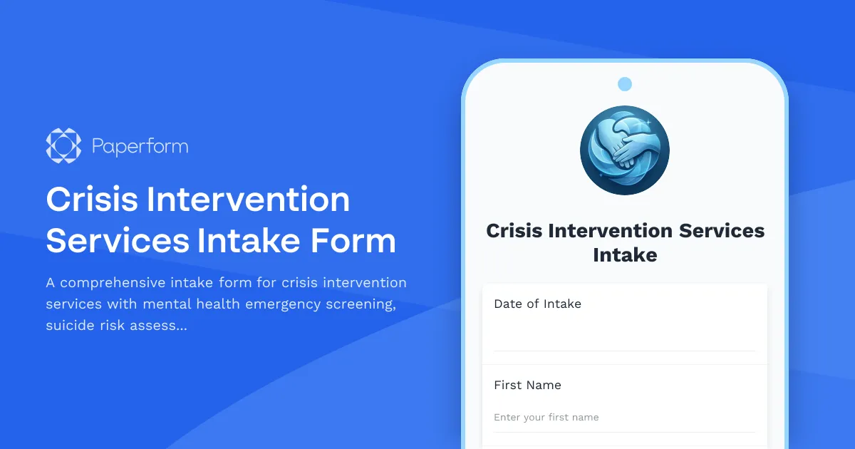Crisis Intervention Services Intake Form