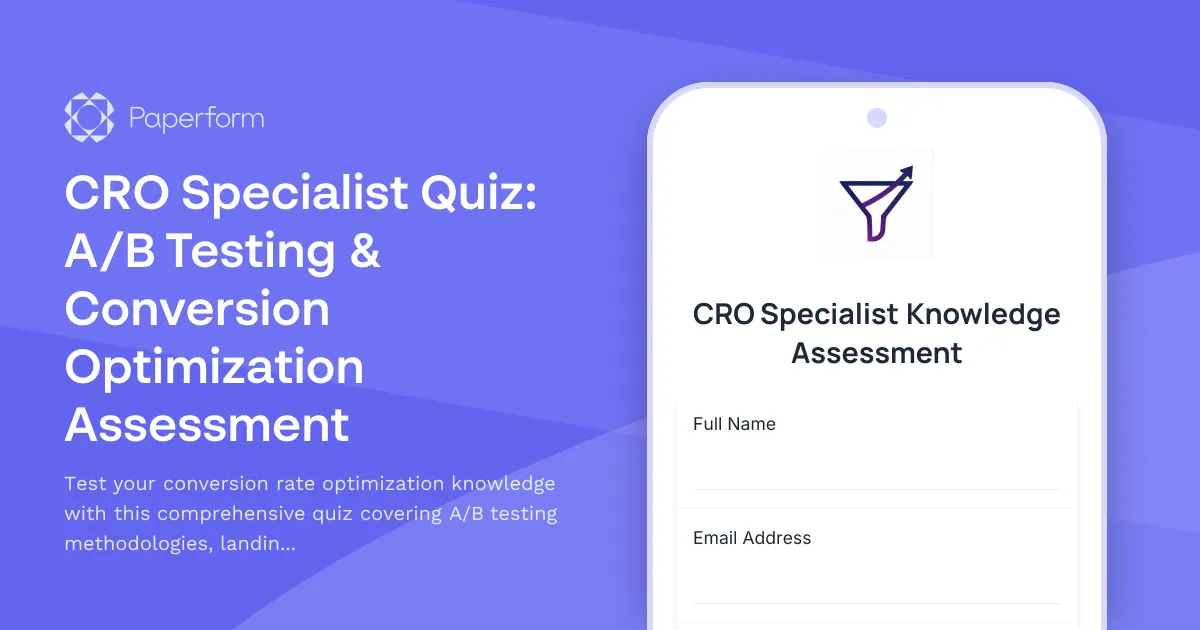 CRO Specialist Quiz: A/B Testing & Conversion Optimization Assessment