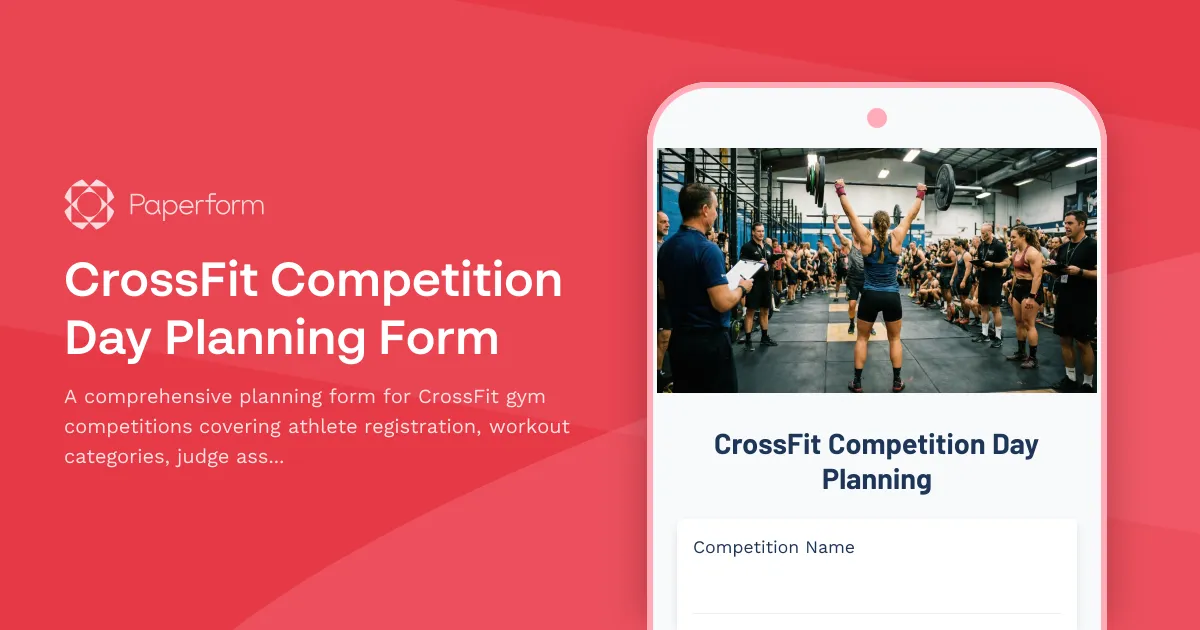 CrossFit Competition Day Planning Form