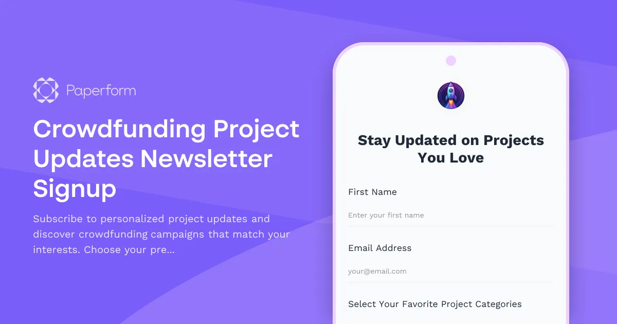 Crowdfunding Project Updates Newsletter Signup
