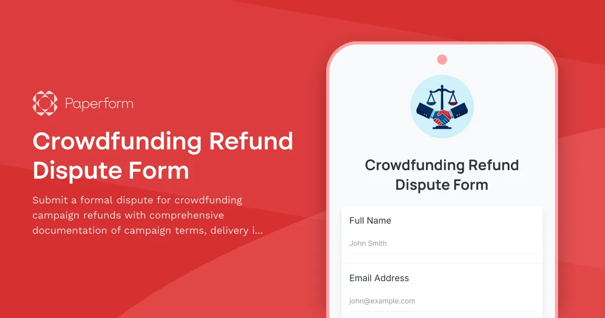 Crowdfunding Refund Dispute Form