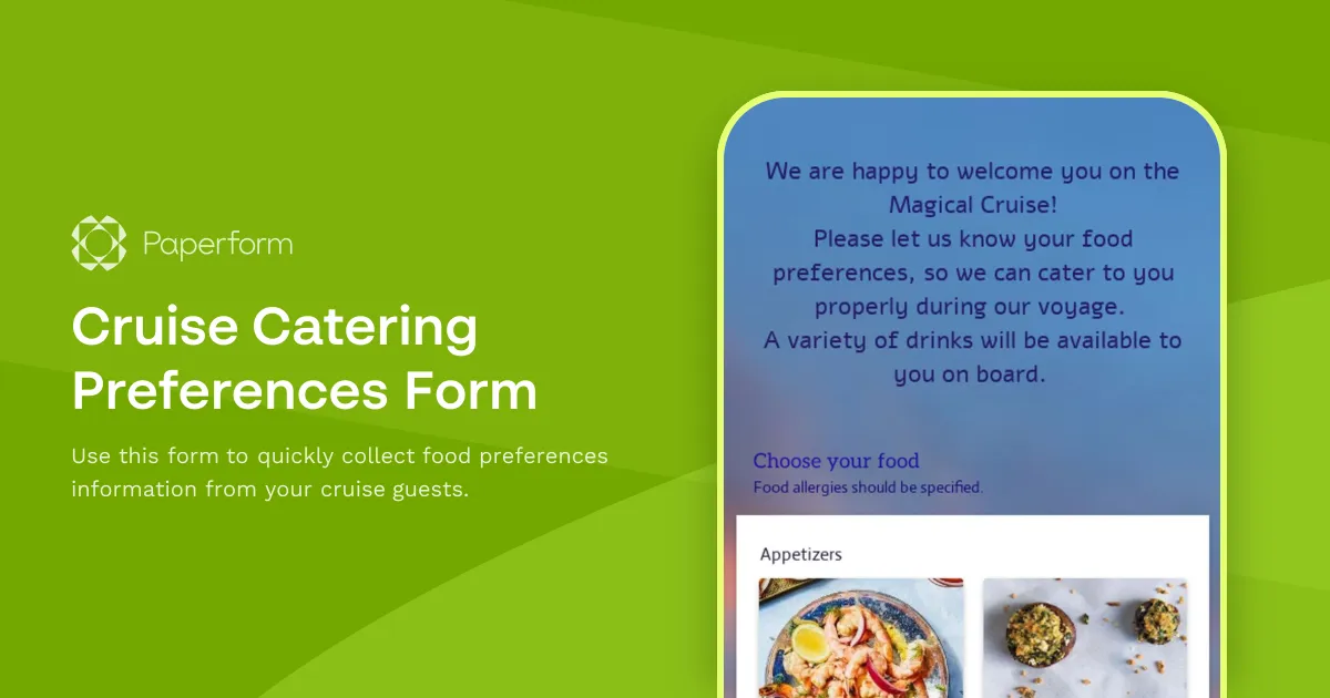 Cruise Catering Preferences Form