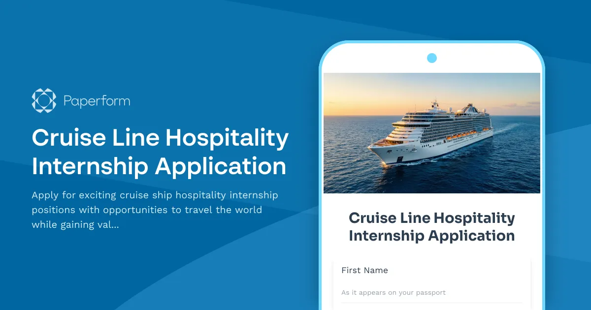Cruise Line Hospitality Internship Application
