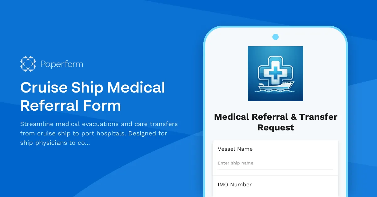 Cruise Ship Medical Referral Form