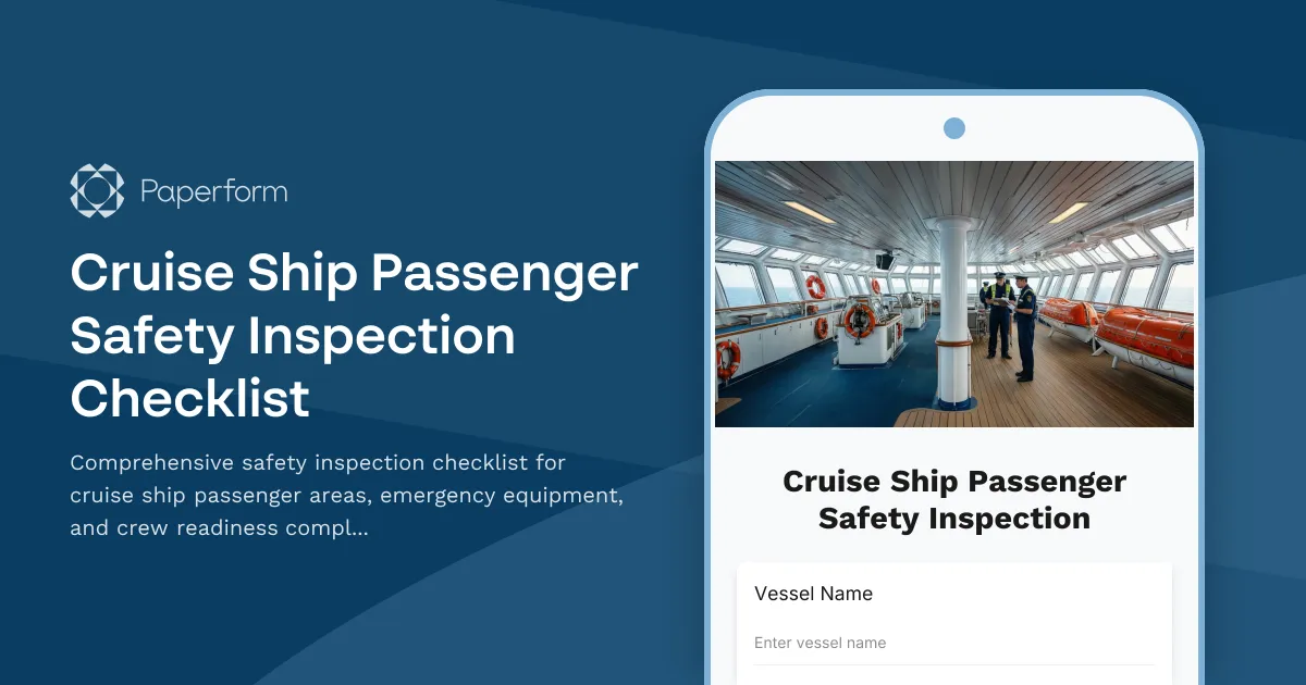 Cruise Ship Passenger Safety Inspection Checklist