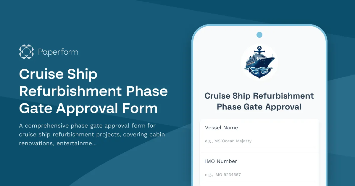 Cruise Ship Refurbishment Phase Gate Approval Form