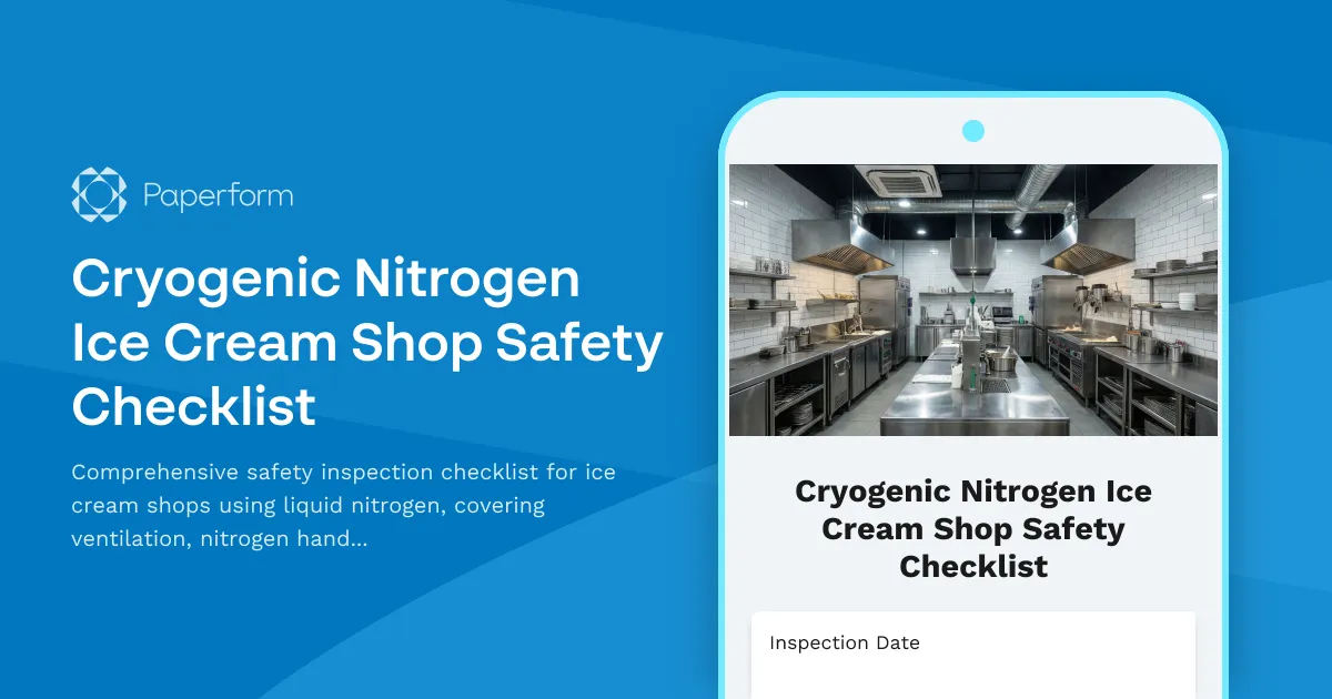 Cryogenic Nitrogen Ice Cream Shop Safety Checklist