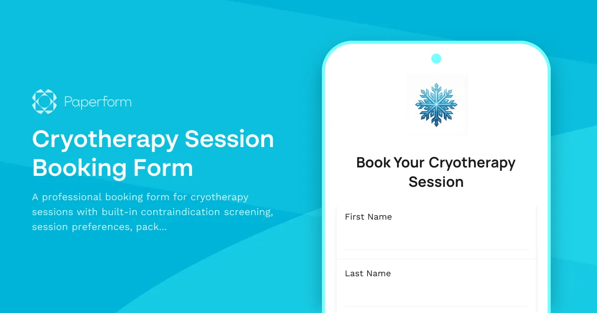 Cryotherapy Session Booking Form