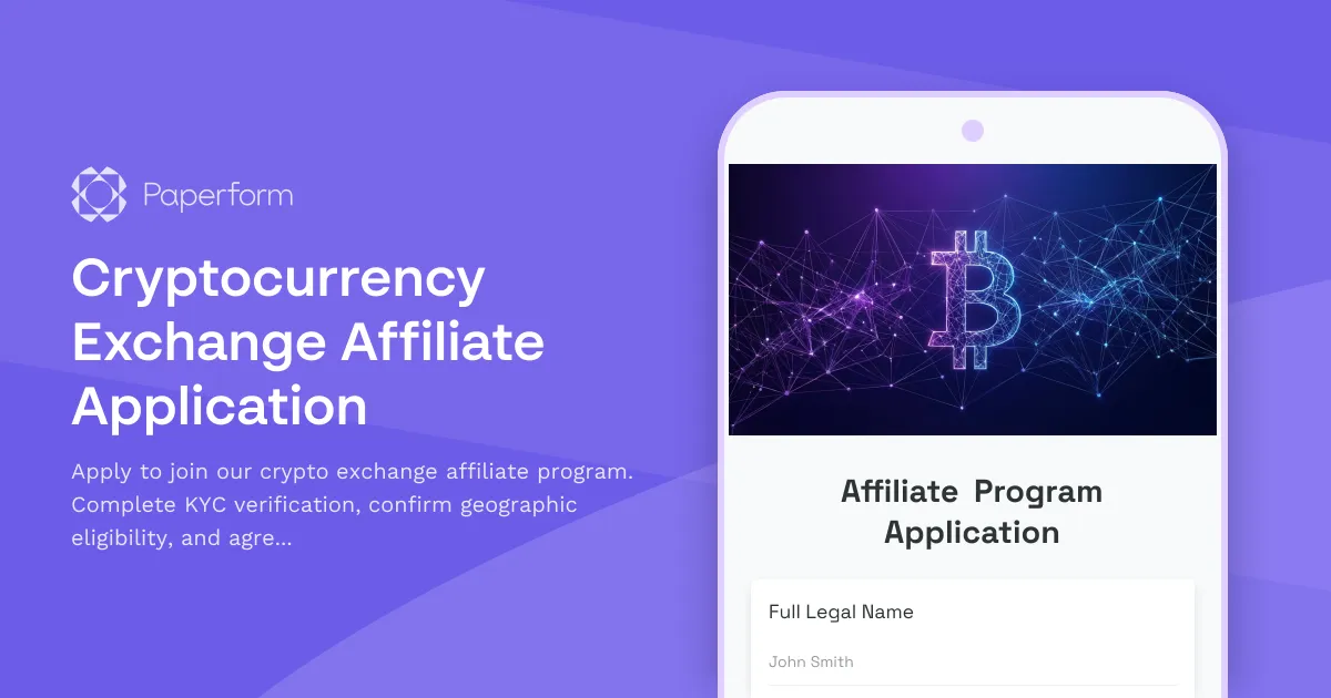 Cryptocurrency Exchange Affiliate Application