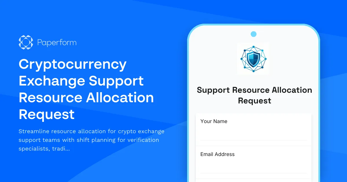 Cryptocurrency Exchange Support Resource Allocation Request