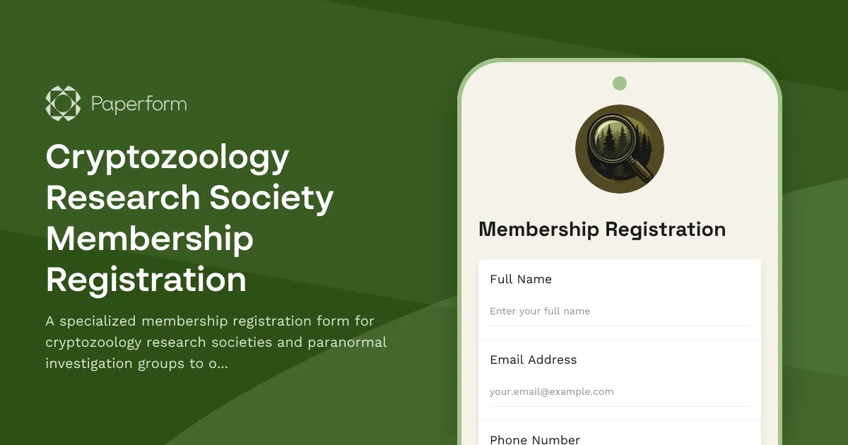 Cryptozoology Research Society Membership Registration