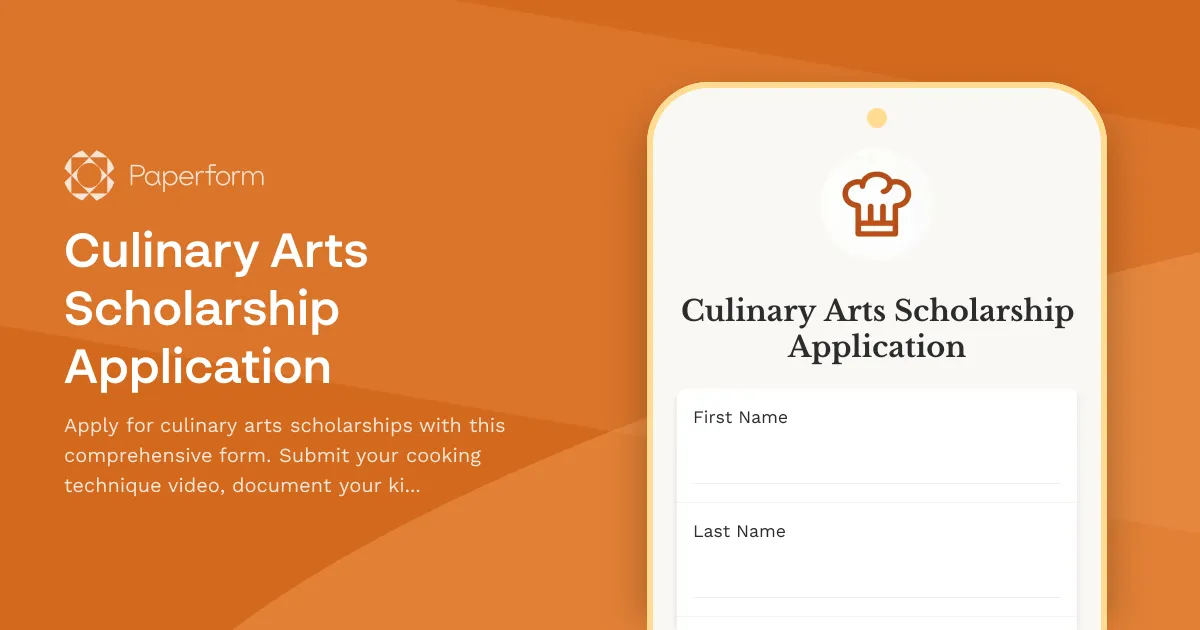 Culinary Arts Scholarship Application