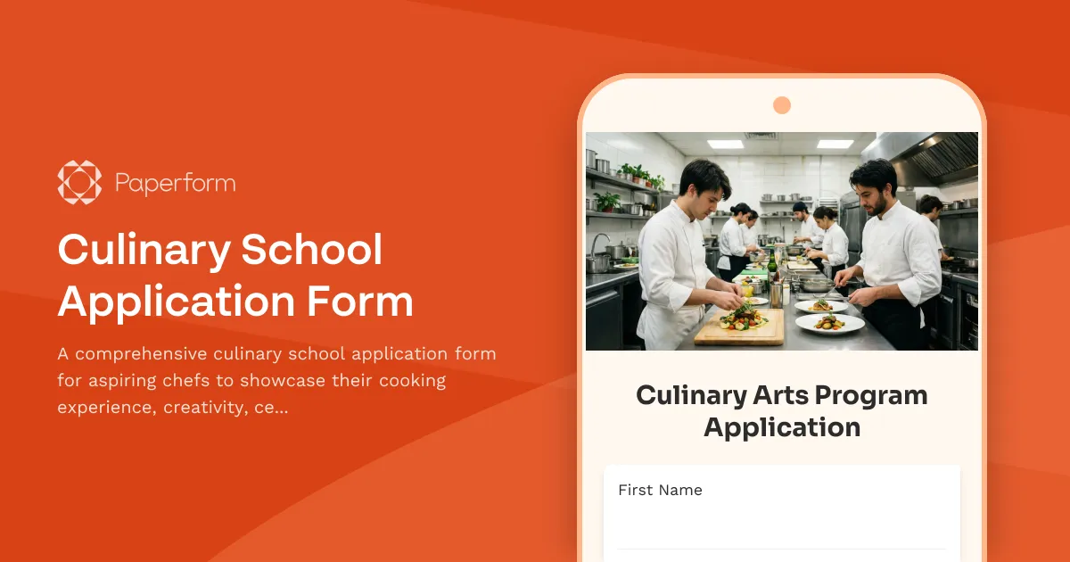 Culinary School Application Form