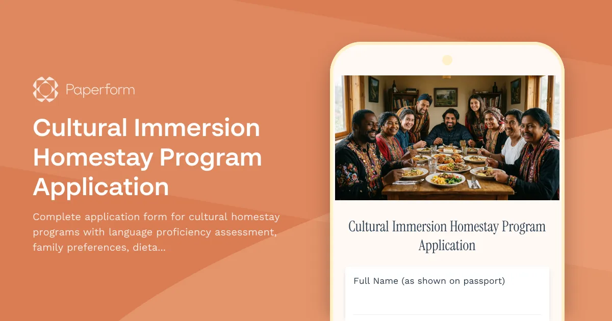 Cultural Immersion Homestay Program Application