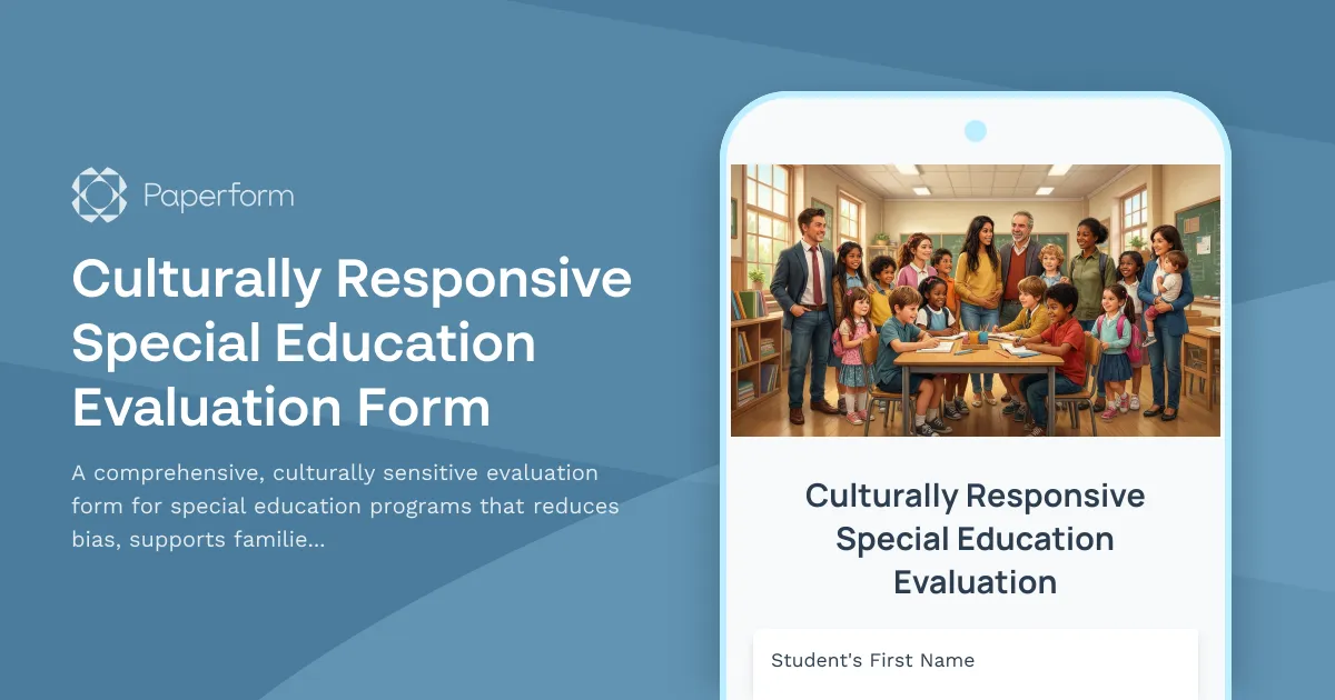 Culturally Responsive Special Education Evaluation Form