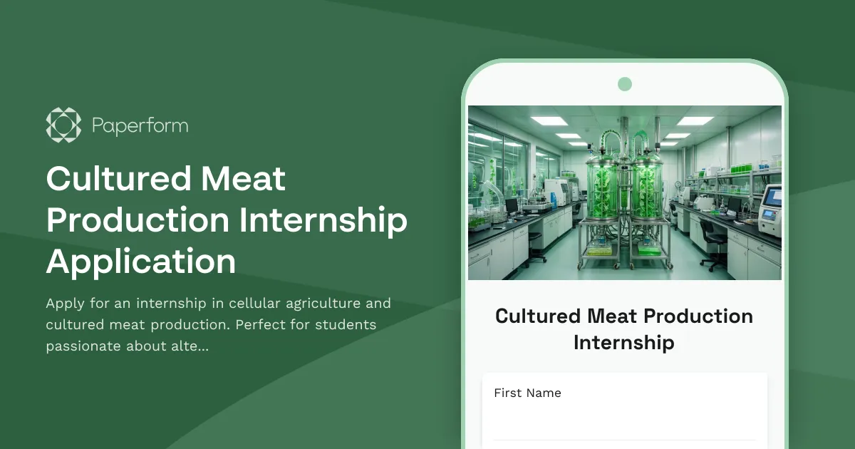 Cultured Meat Production Internship Application