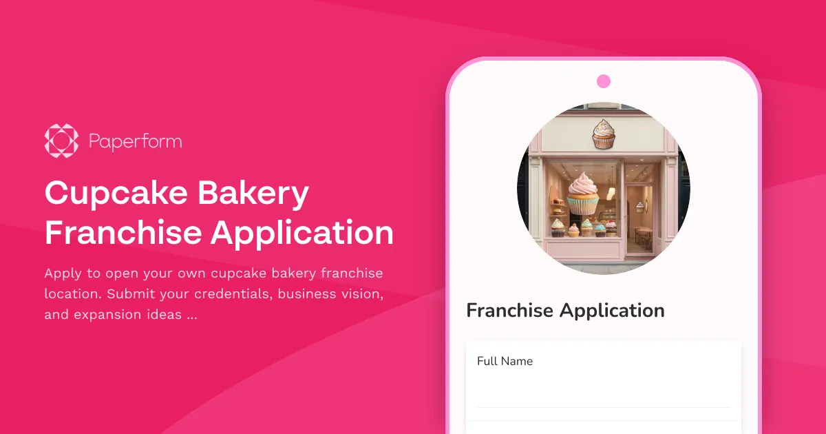 Cupcake Bakery Franchise Application