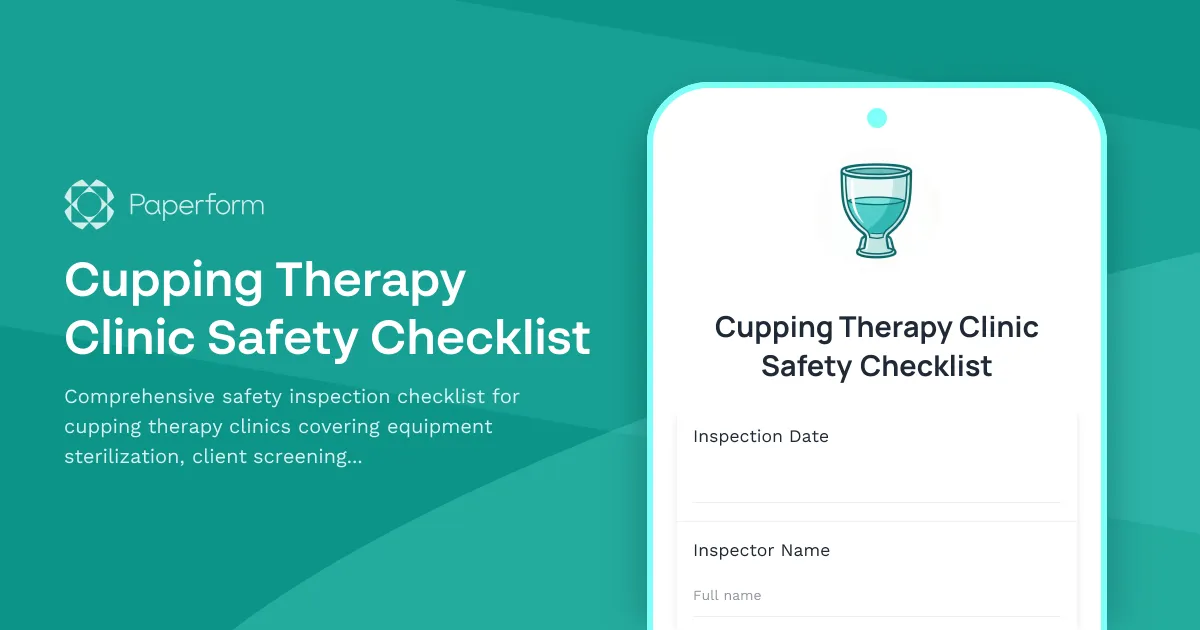 Cupping Therapy Clinic Safety Checklist