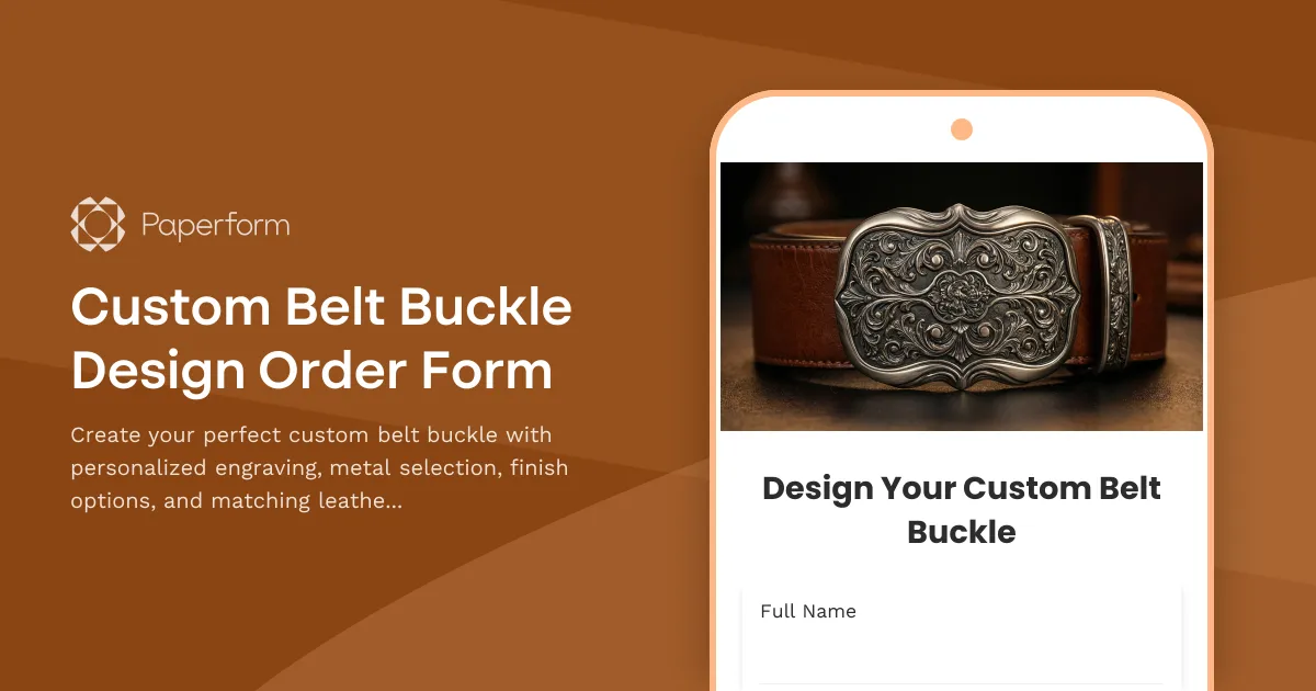 Custom Belt Buckle Design Order Form