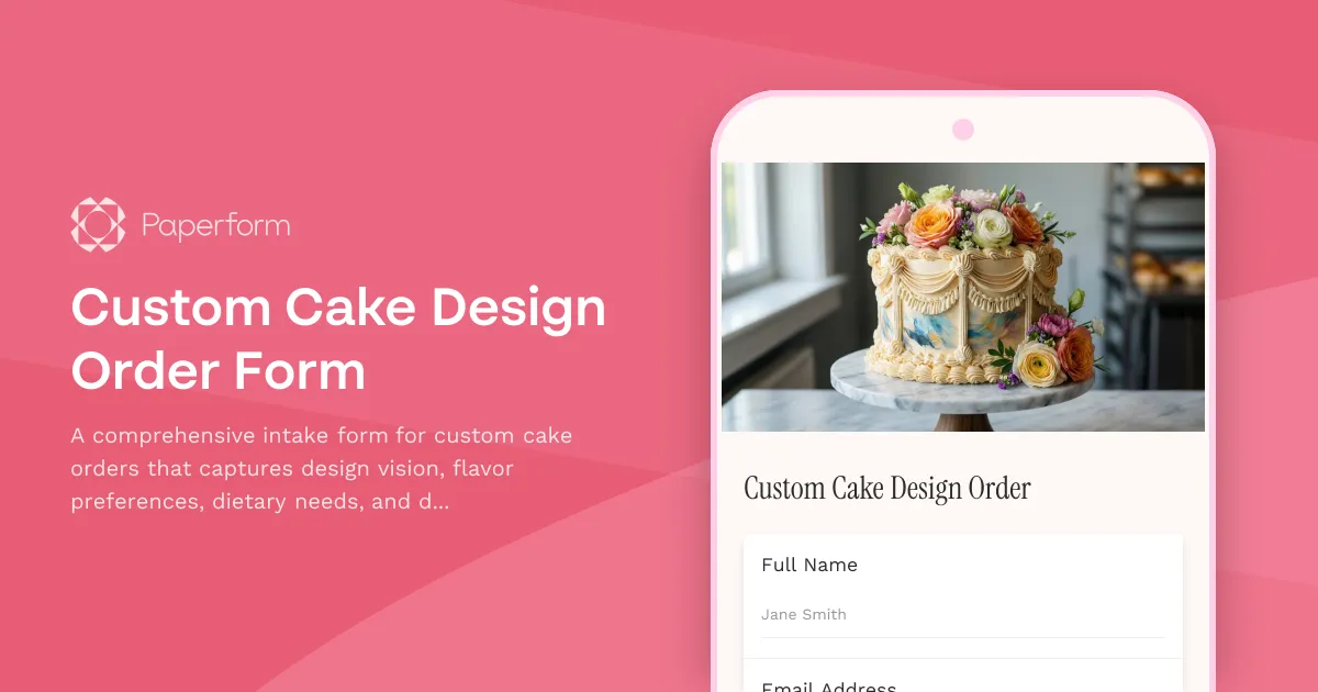 Custom Cake Design Order Form