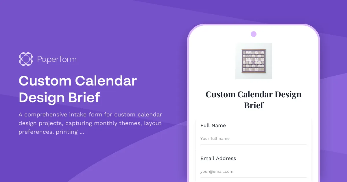 Custom Calendar Design Brief