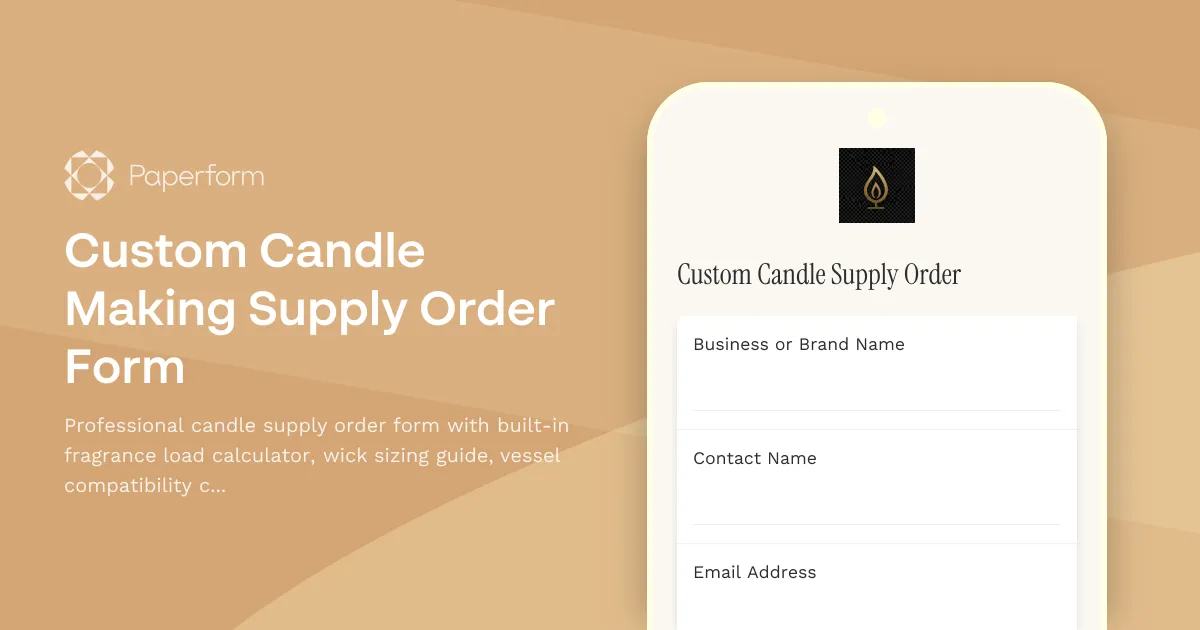 Custom Candle Making Supply Order Form