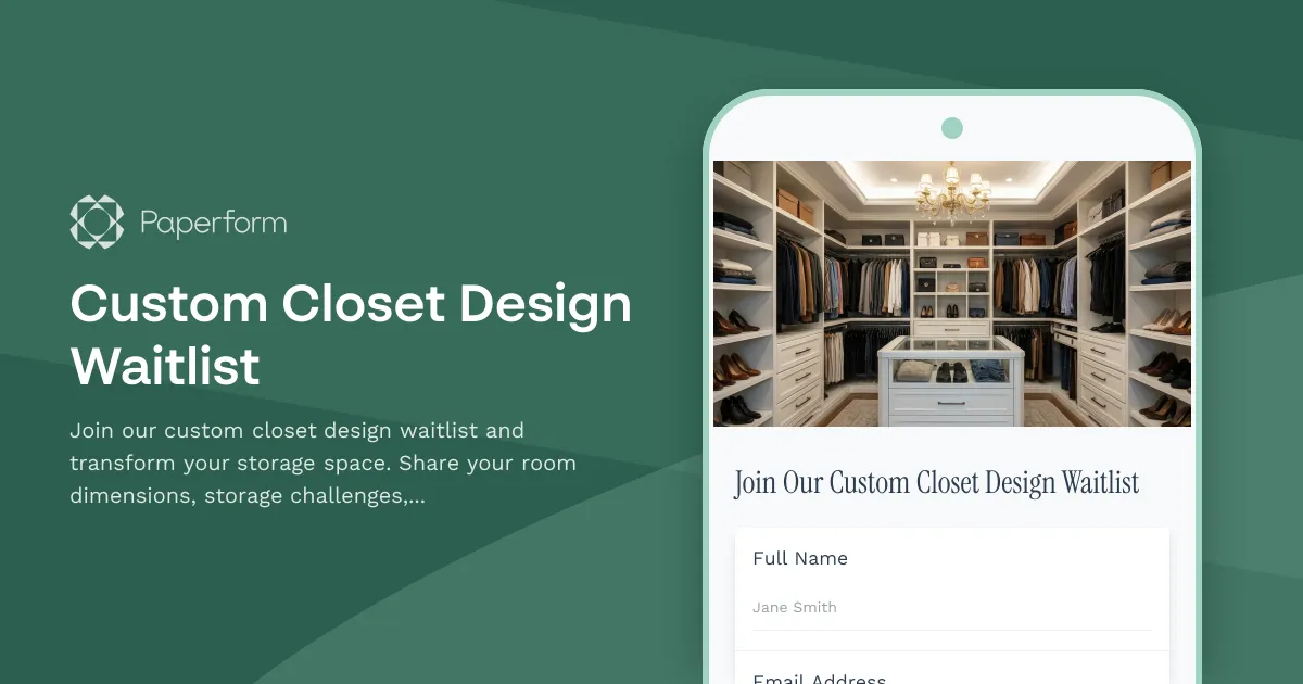 Custom Closet Design Waitlist