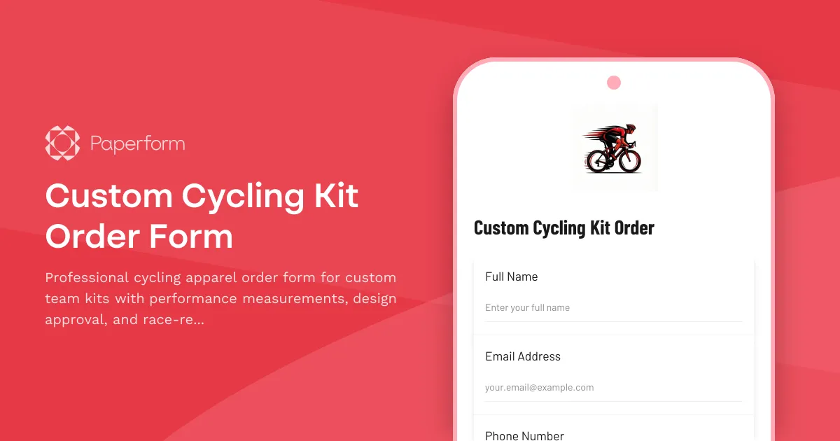 Custom Cycling Kit Order Form