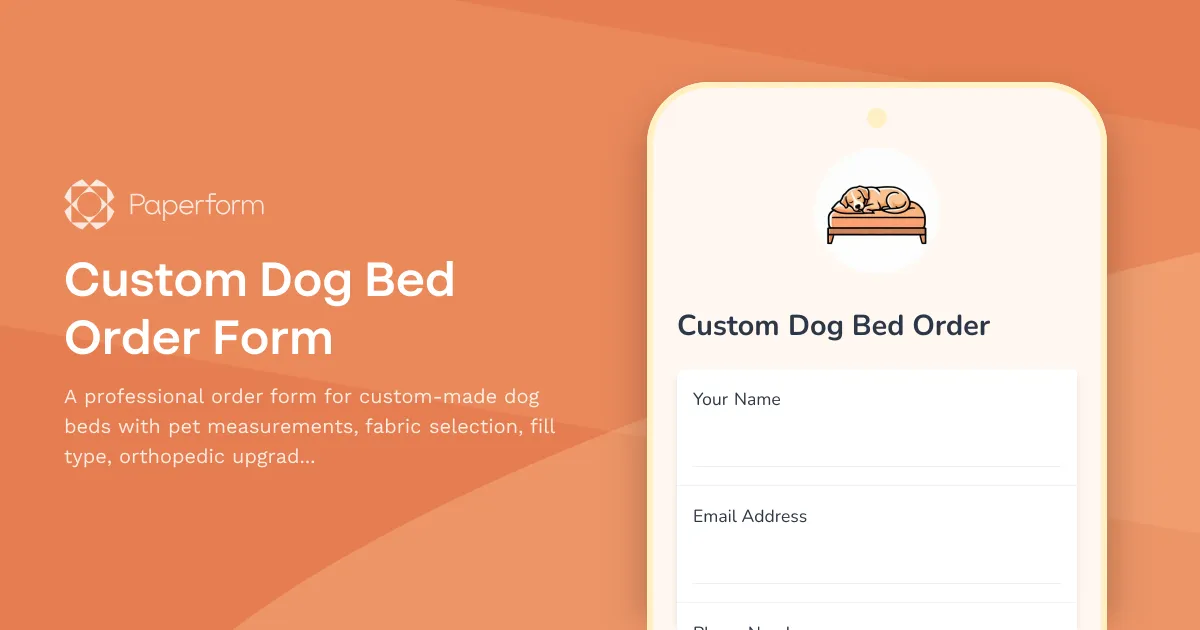 Custom Dog Bed Order Form
