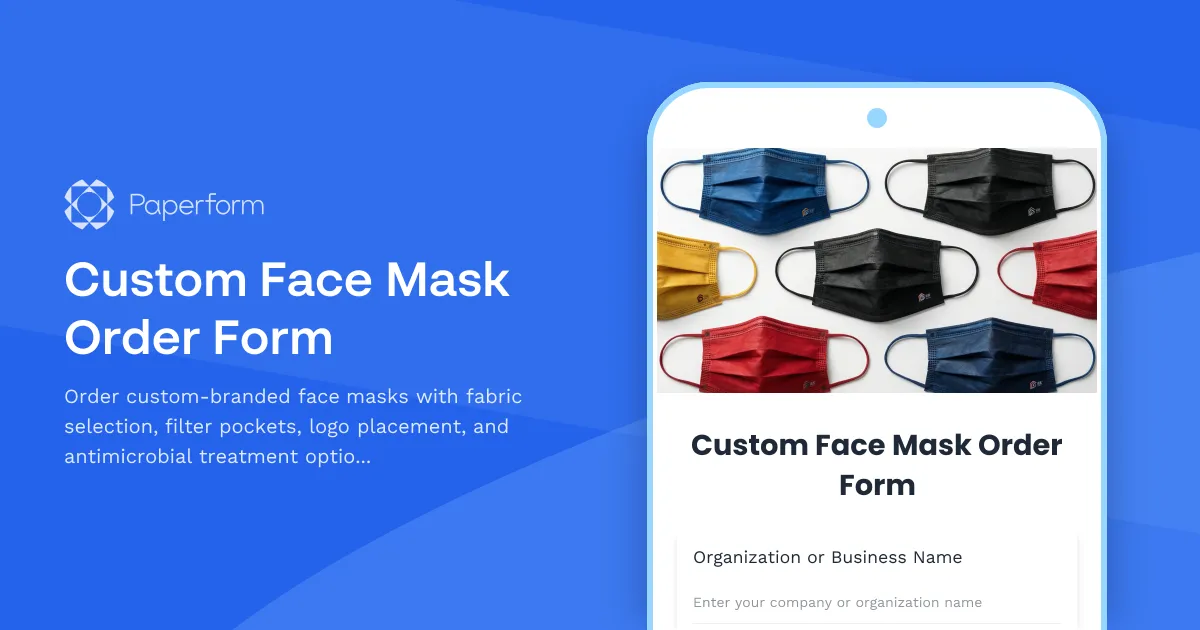 Custom Face Mask Order Form